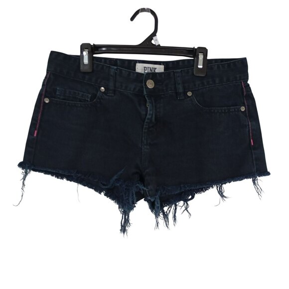 Victorias Secret Pink Shorts Womens Dark Wash Denim Distressed Frayed Hem Size 4 - Picture 1 of 8